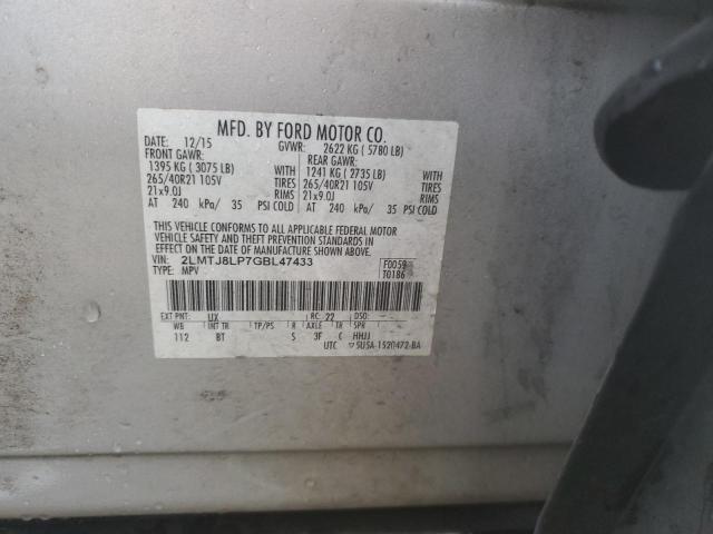 2LMTJ8LP7GBL47433 - 2016 LINCOLN MKX RESERVE 银色 照片 13