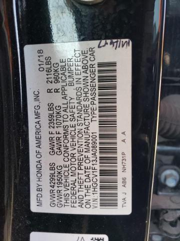 1HGCV1F13JA089001 - 2018 HONDA ACCORD LX BLACK photo 12