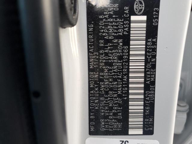 4T1G11AK1RU219066 - 2024 TOYOTA CAMRY SE NIGHT SHADE WHITE photo 12