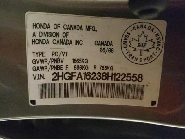 2HGFA16238H122558 - 2008 HONDA CIVIC DX SILVER photo 13