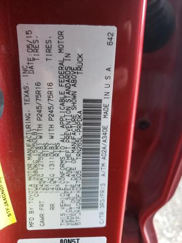 5TFJX4GN0FX047005 - 2015 TOYOTA TACOMA DOUBLE CAB PRERUNNER RED photo 12
