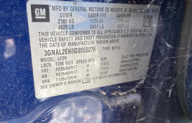 3GNAL2EK6DS550276 - 2013 CHEVROLET CAPTIVA LS ლურჯი ფოტო 10