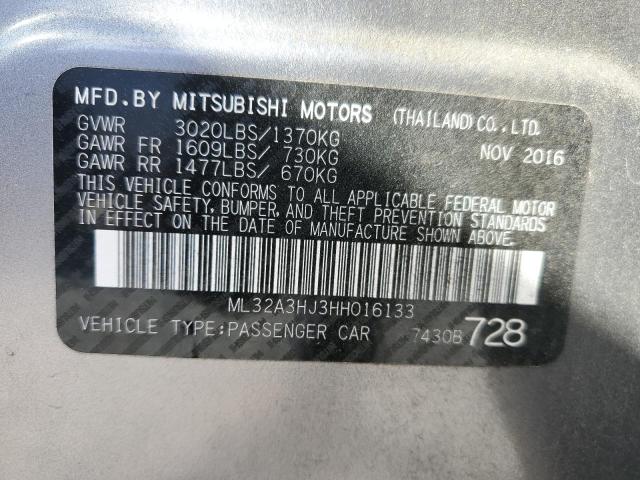 ML32A3HJ3HH016133 - 2017 MITSUBISHI MIRAGE ES GRAY photo 12