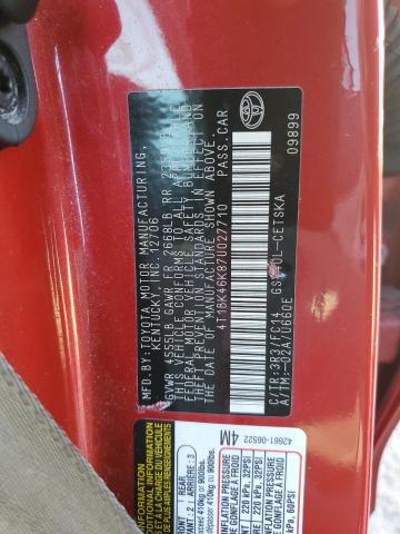 4T1BK46K87U027710 - 2007 TOYOTA CAMRY X LE RED photo 13