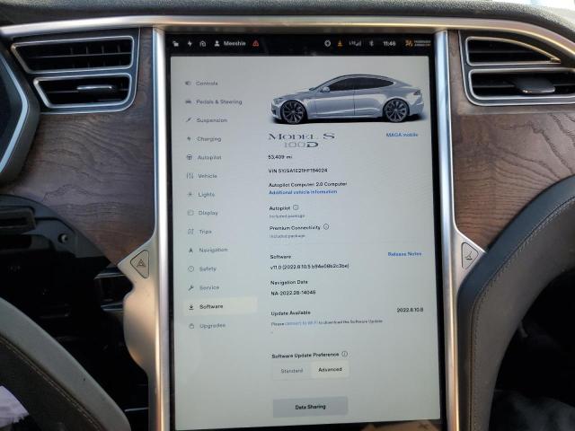 5YJSA1E21HF194024 - 2017 TESLA MODEL S Արծաթագույն լուսանկար 9