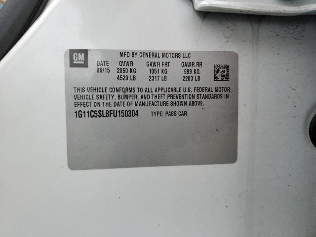 1G11C5SL8FU150304 - 2015 CHEVROLET MALIBU 1LT WHITE photo 12