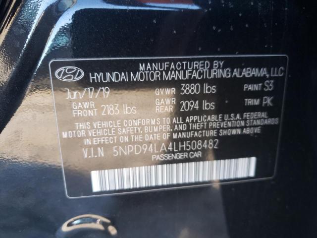 5NPD94LA4LH508482 - 2020 HYUNDAI ELANTRA ECO BLACK photo 12