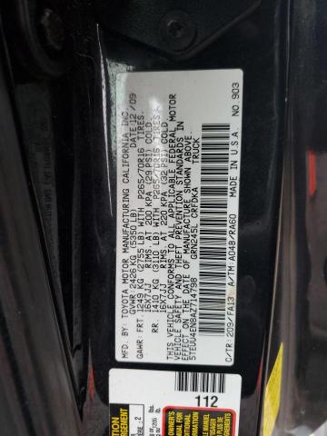 5TEUU4EN8AZ714798 - 2010 TOYOTA TACOMA ACCESS CAB Қара фото 12