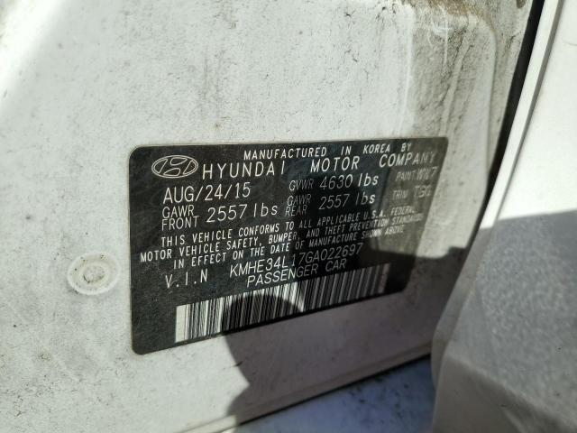 KMHE34L17GA022697 - 2016 HYUNDAI SONATA HYBRID WHITE photo 13