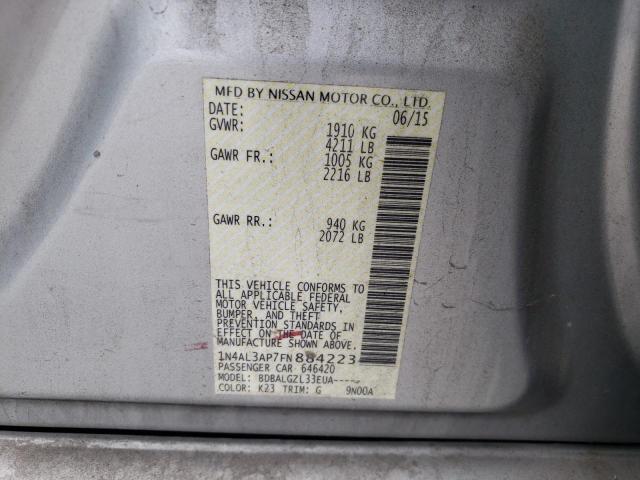 1N4AL3AP7FN884223 - 2015 NISSAN ALTIMA 2.5 SILVER photo 13