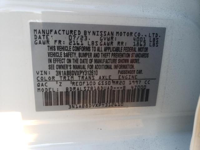 3N1AB8DVXPY312610 - 2023 NISSAN SENTRA SR WHITE photo 12