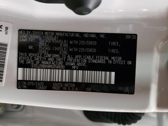 5TDJZRBH4MS056690 - 2021 TOYOTA HIGHLANDER XSE WHITE photo 13