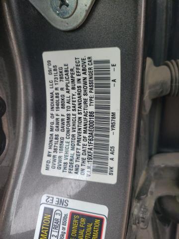 19XFA1F63AE000186 - 2010 HONDA CIVIC LX-S GRAY photo 12