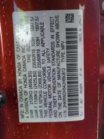 2HKRW2H54JH690812 - 2018 HONDA CR-V EX RED photo 13