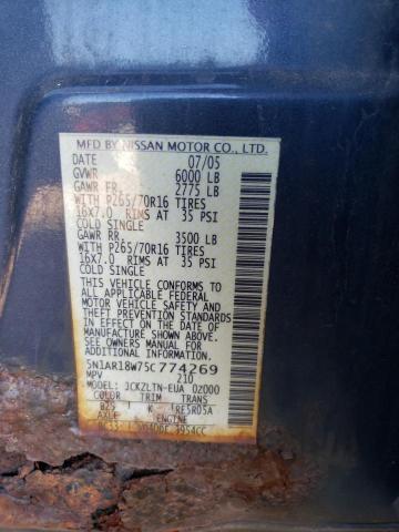5N1AR18W75C774269 - 2005 NISSAN PATHFINDER LE 蓝色 照片 12