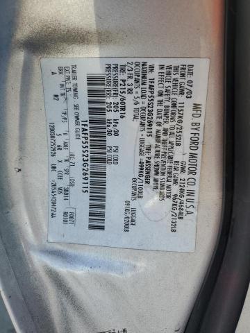 1FAFP55S23G269115 - 2003 FORD TAURUS SES SILVER photo 12