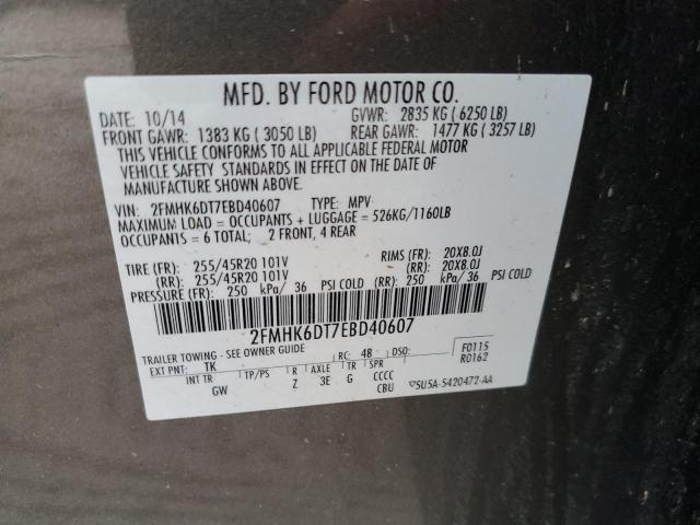 2FMHK6DT7EBD40607 - 2014 FORD FLEX LIMITED GRAY photo 12