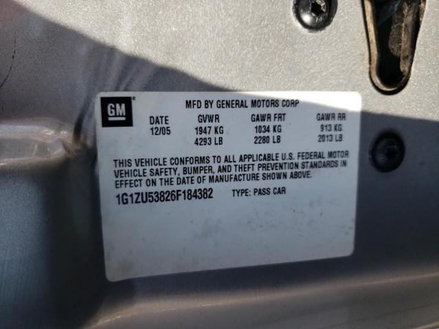 1G1ZU53826F184382 - 2006 CHEVROLET MALIBU LTZ 银色 照片 12