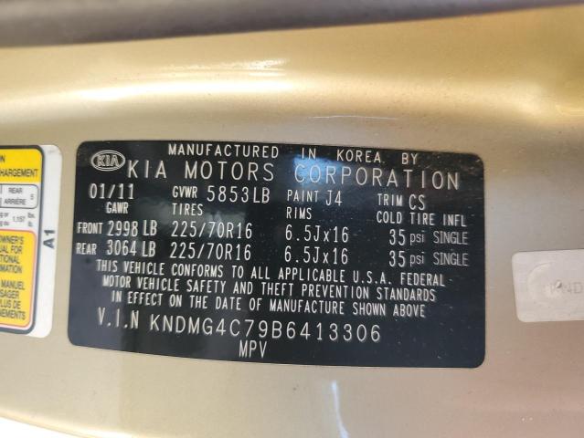 KNDMG4C79B6413306 - 2011 KIA SEDONA LX GOLD photo 13