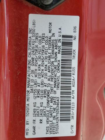 5TEUX42N79Z634643 - 2009 TOYOTA TACOMA ACCESS CAB წითელი ფოტო 12