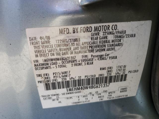 1MEHM40W48G621357 - 2008 MERCURY SABLE LUXURY BLUE photo 12