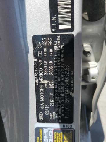 3KPFK4A75HE052153 - 2017 KIA FORTE LX SILVER photo 13