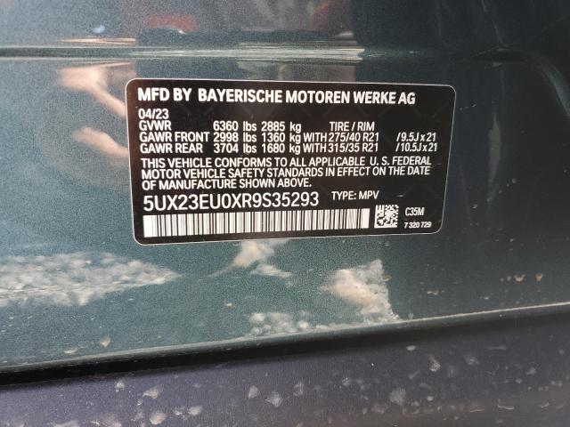 5UX23EU0XR9S35293 - 2024 BMW X5 XDRIVE40I TEAL photo 12