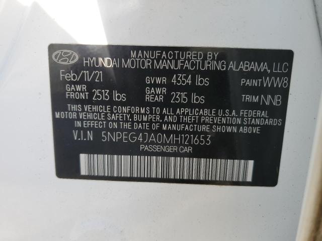 5NPEG4JA0MH121653 - 2021 HYUNDAI SONATA SE WHITE photo 12