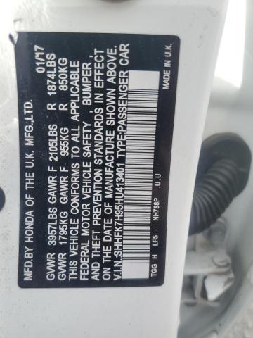 SHHFK7H95HU413401 - 2017 HONDA CIVIC SPORT TOURING WHITE photo 12