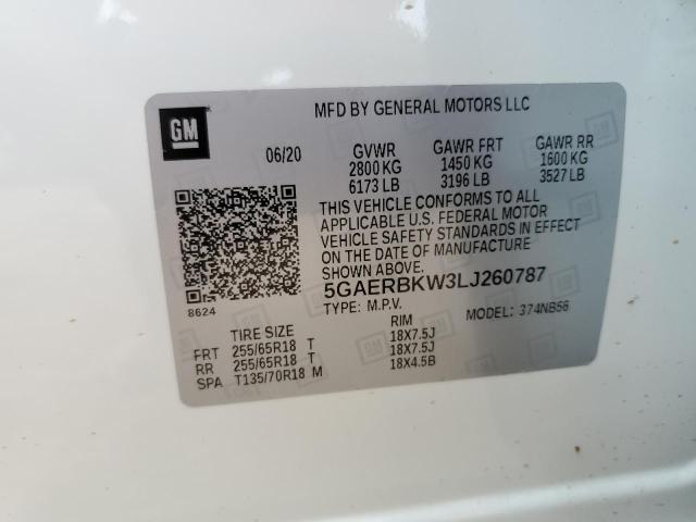 5GAERBKW3LJ260787 - 2020 BUICK ENCLAVE ESSENCE 白色 照片 13