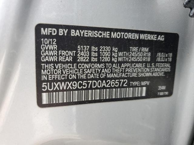 5UXWX9C57D0A26572 - 2013 BMW X3 XDRIVE28I SILVER photo 13