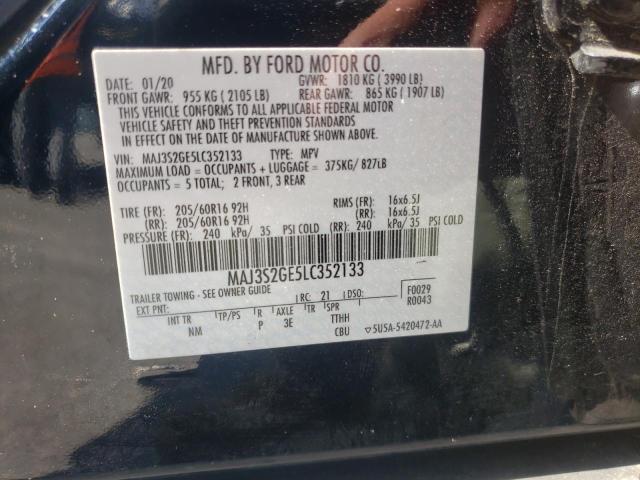 MAJ3S2GE5LC352133 - 2020 FORD ECOSPORT SE BLACK photo 12