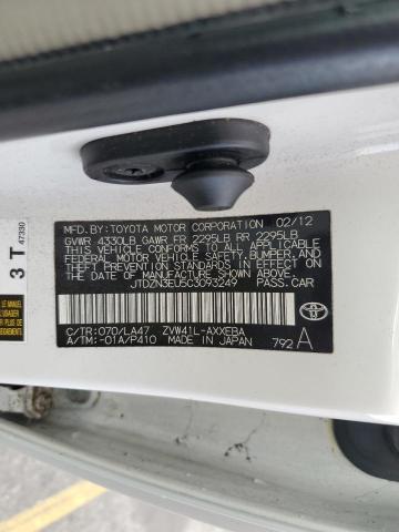 JTDZN3EU5C3093249 - 2012 TOYOTA PRIUS V WHITE photo 12