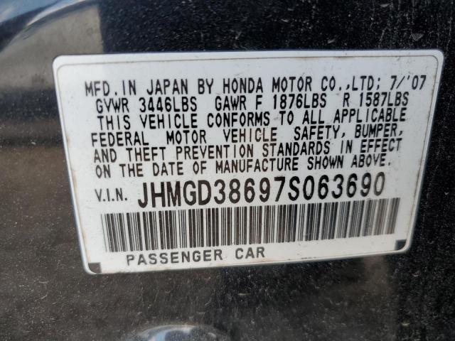 JHMGD38697S063690 - 2007 HONDA FIT S 黑色 照片 14