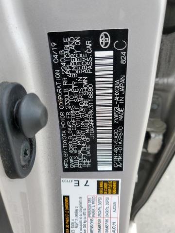 JTDKARFP8K3118880 - 2019 TOYOTA PRIUS PRIM 银色 照片 12