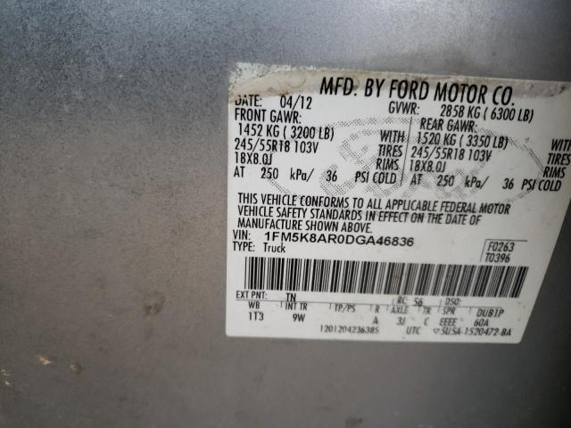 1FM5K8AR0DGA46836 - 2013 FORD EXPLORER POLICE INTERCEPTOR SILVER photo 14