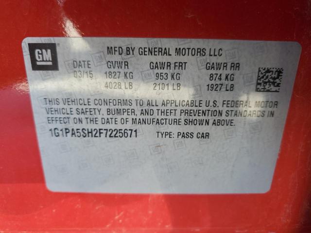 1G1PA5SH2F7225671 - 2015 CHEVROLET CRUZE LS RED photo 12