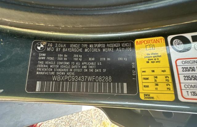 WBXPC93437WF08288 - 2007 BMW X3 3.0SI GREEN photo 10