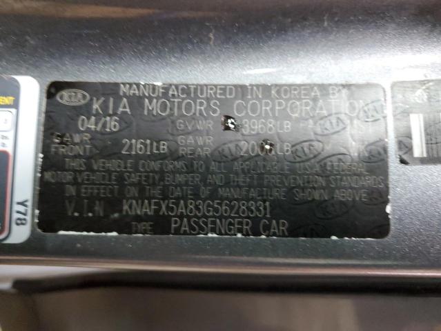 KNAFX5A83G5628331 - 2016 KIA FORTE EX GRAY photo 13