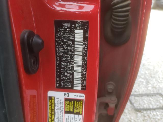 2T1LE4EE3AC017733 - 2010 TOYOTA COROLLA MA S RED photo 12