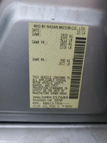 1N4AL3AP8FN357680 - 2015 NISSAN ALTIMA 2.5 SILVER photo 12