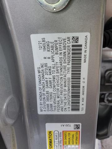 2HGFE2F50NH555500 - 2022 HONDA CIVIC SPORT 银色 照片 12