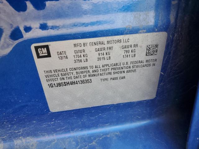 1G1JB5SH4H4136353 - 2017 CHEVROLET SONIC LS 蓝色 照片 12