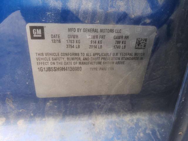 1G1JB5SH9H4136980 - 2017 CHEVROLET SONIC LS 蓝色 照片 12