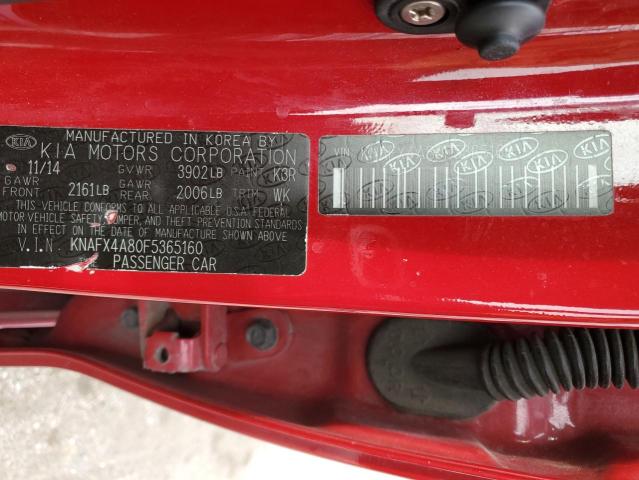 KNAFX4A80F5365160 - 2015 KIA FORTE EX RED photo 13