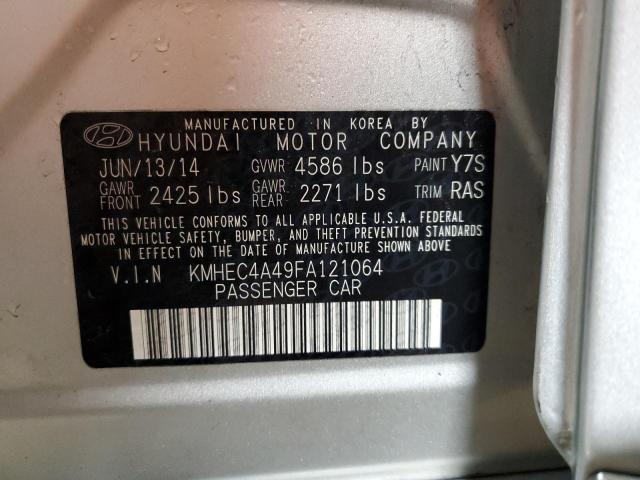 KMHEC4A49FA121064 - 2015 HYUNDAI SONATA HYBRID SILVER photo 13