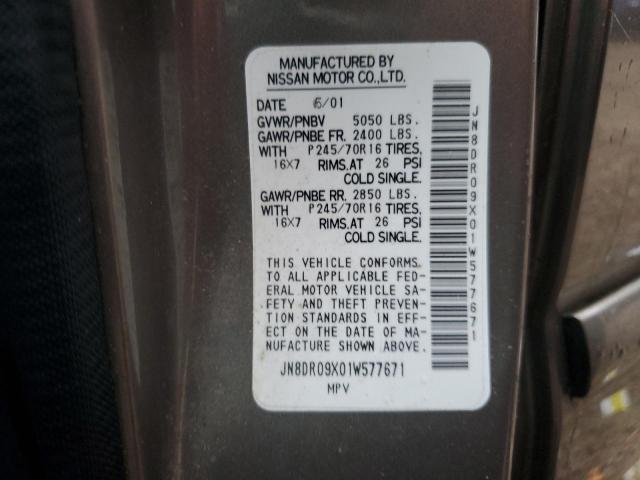 JN8DR09X01W577671 - 2001 NISSAN PATHFINDER LE GOLD photo 13