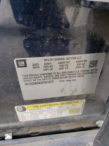 1G1ZC5E0XCF331277 - 2012 CHEVROLET MALIBU 1LT BLUE photo 12