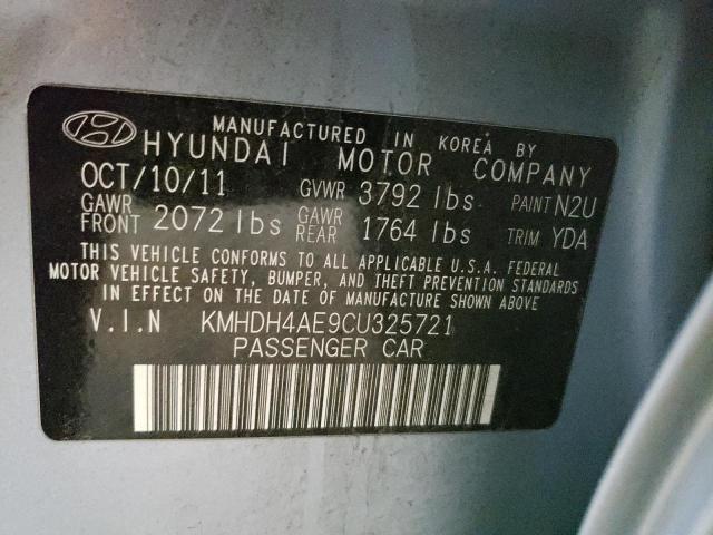 KMHDH4AE9CU325721 - 2012 HYUNDAI ELANTRA GLS BLUE photo 12