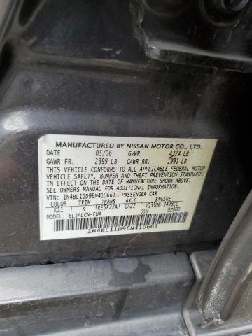 1N4BL11D96N410661 - 2006 NISSAN ALTIMA SE GRAY photo 12